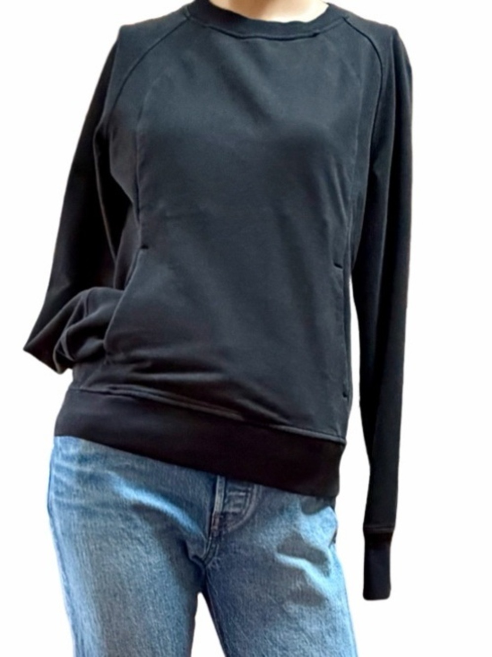 Lululemon Scuba Crew Black Pullover Sweatshirt Thumbholes Size 4